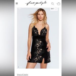 SAYLOR velvet embroidered lace dress black size M